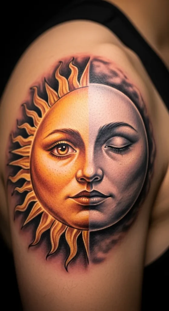Realistic Sun and Moon Faces