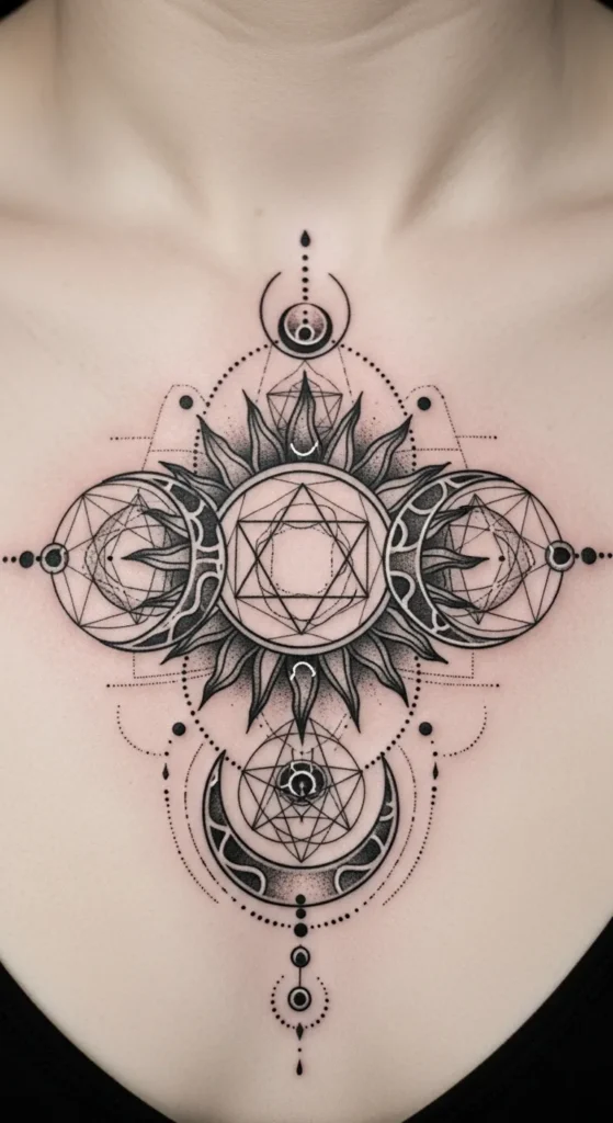  Sacred Geometry Sun Moon Sternum Ink