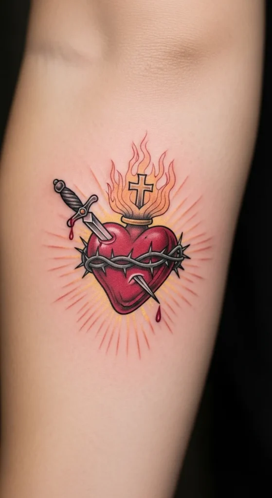Sacred Heart with Tiny Dagger