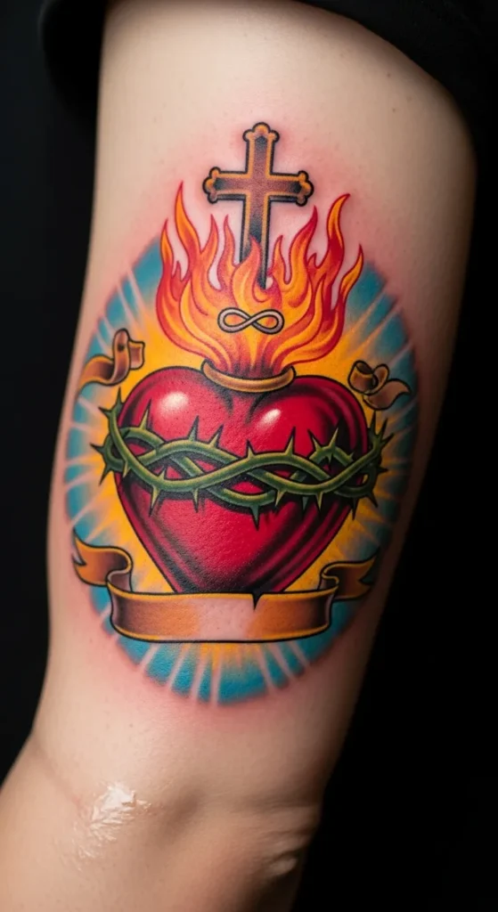 Sacred Heart with Tiny Infinity Symbol