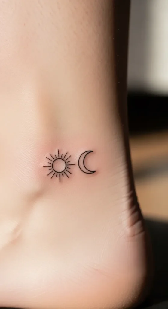  Small Ankle Sun and Moon Symbols