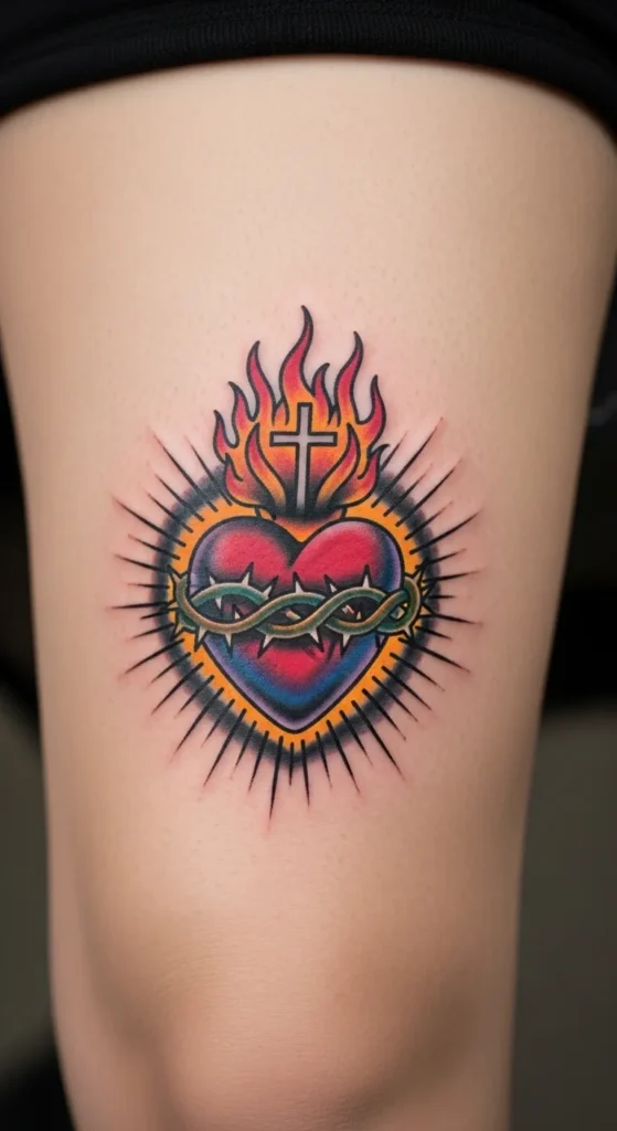 Small Sacred Heart on the Inner Thigh