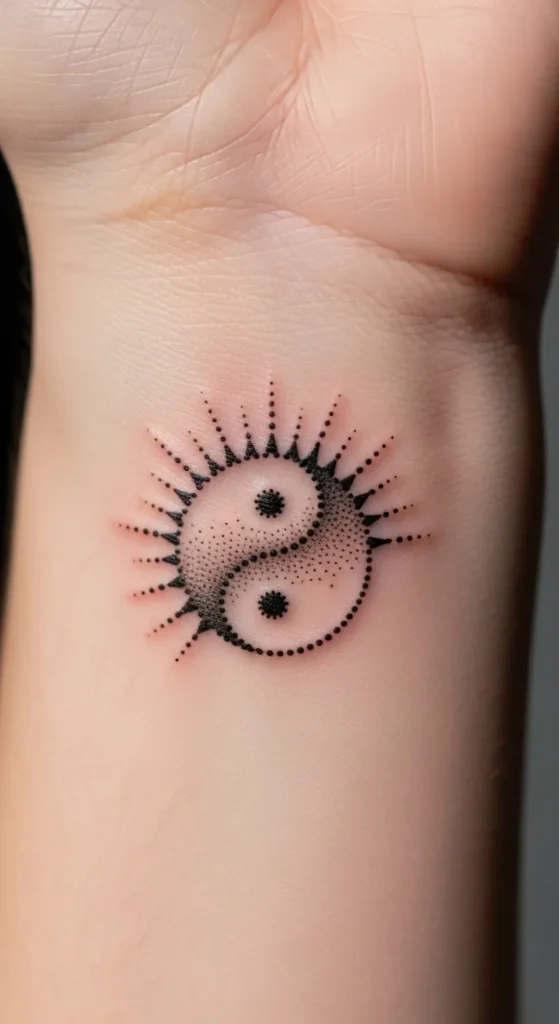 Small Wrist Yin Yang Sun Moon Dot Work