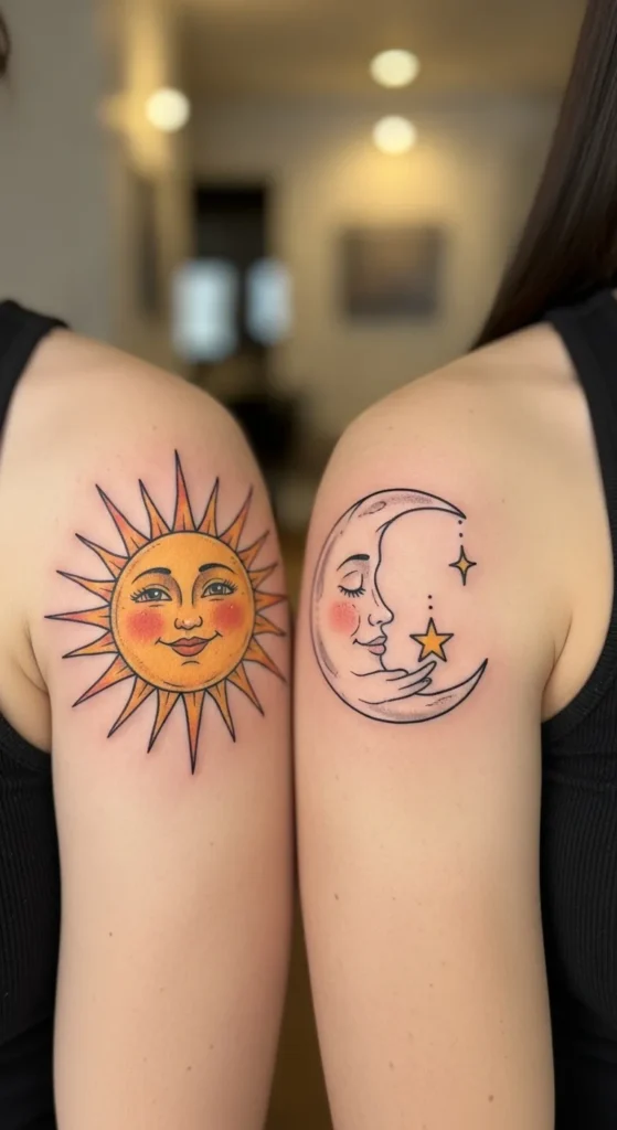 Smiling Sun and Sleeping Moon