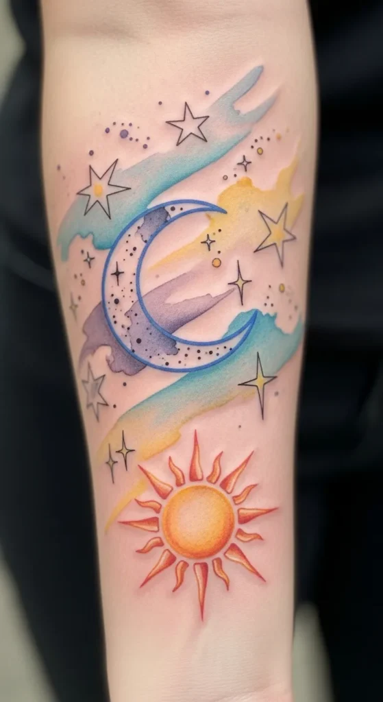 Soft Watercolor Sky Ink Style