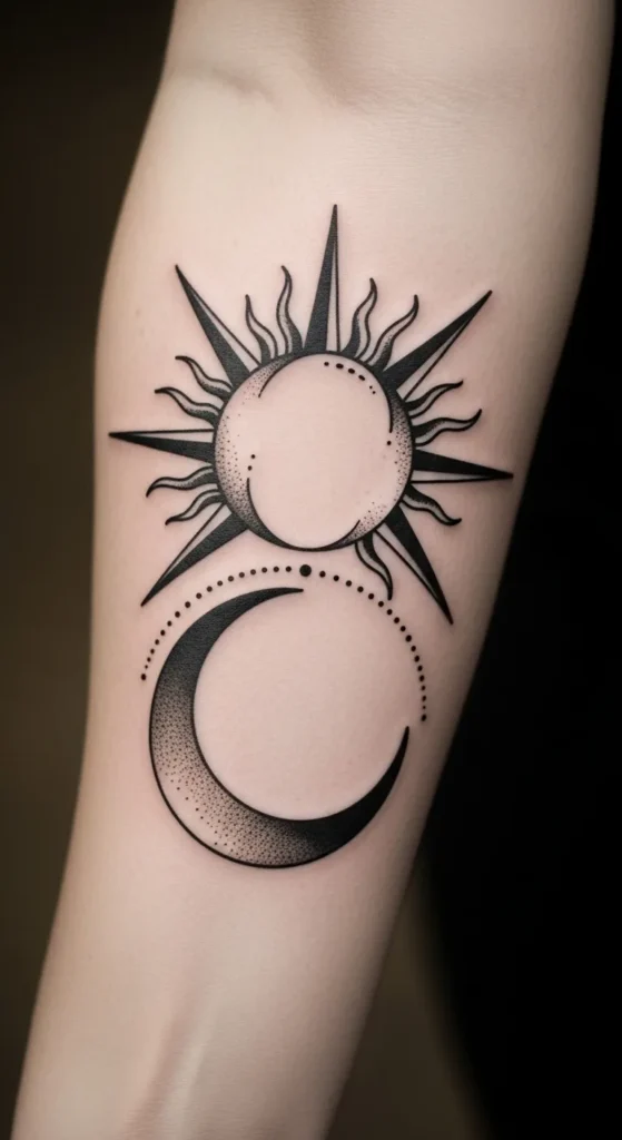 Stacked Sun Moon Vertical Yin Yang