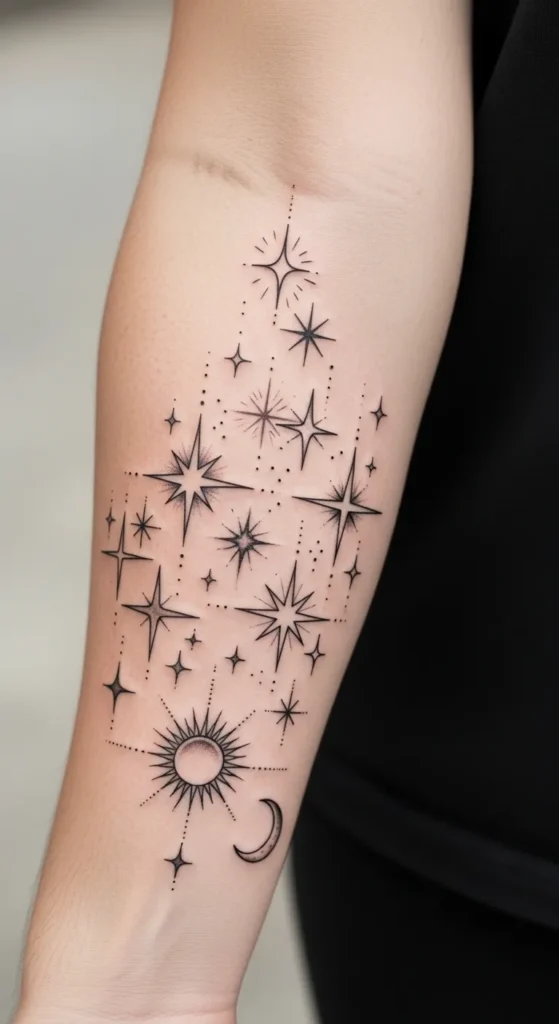  Star Cluster With Soft Glow Lines