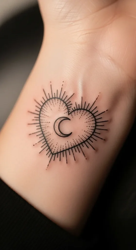 Sun Moon Heart Integration Tattoo