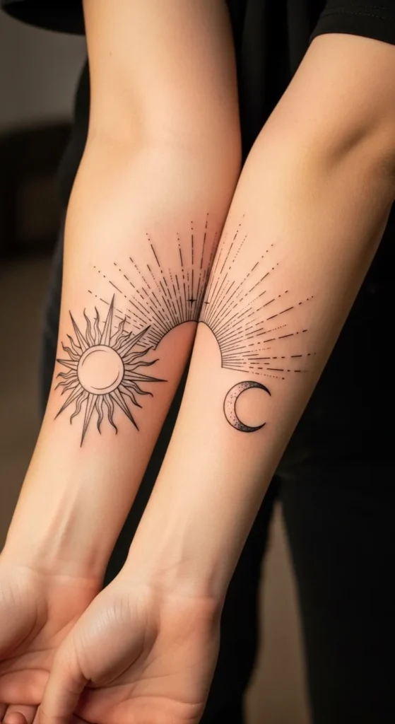 Sun Rays Crossing Moon Curve