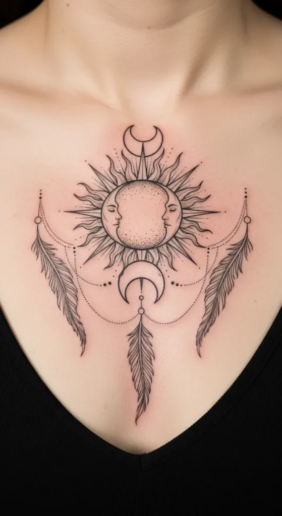Sun and Moon Sternum with Feather Elements