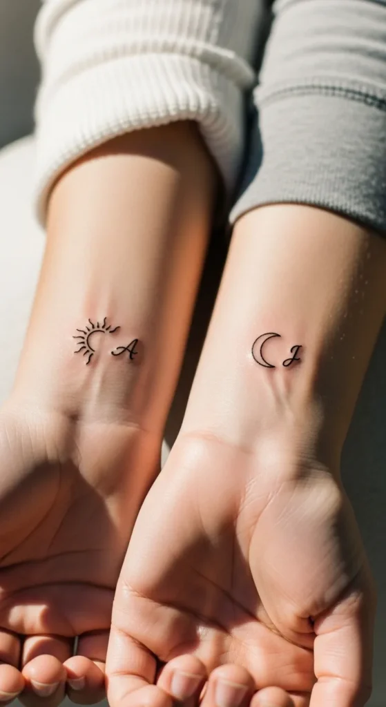 Sun and Moon With Initials