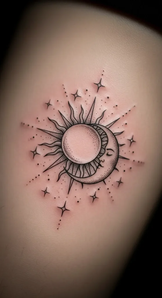Sun and Moon with Stars Cluster