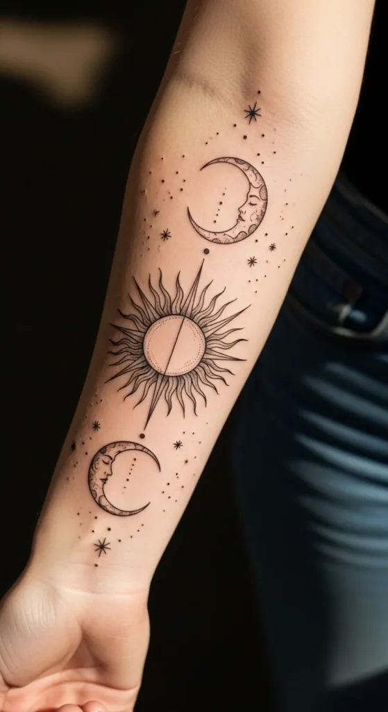  Sun and Moon with Tiny Star Scatter