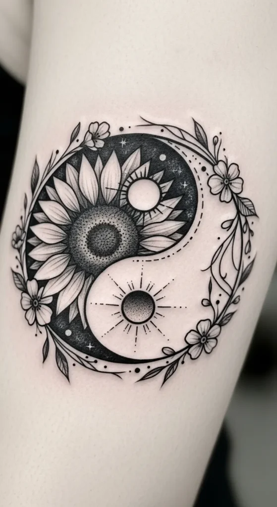 Sunflower Sun with Crescent Moon Petals