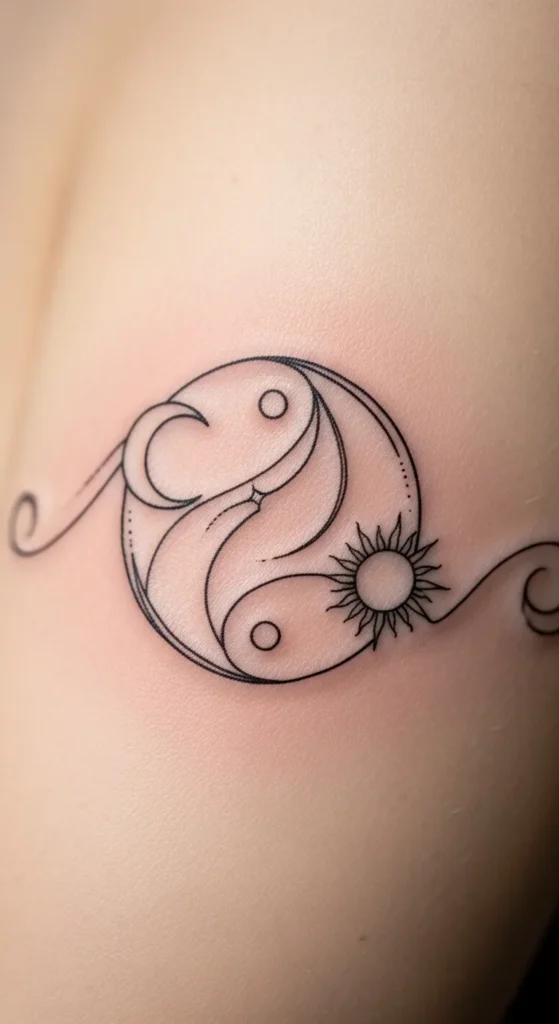 Thin Line Continuous Sun Moon Loop