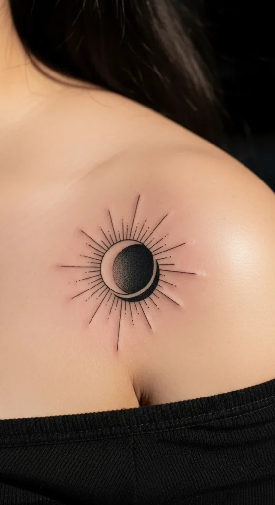 Tiny Hidden Sun Behind Moon Shadow