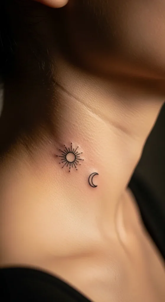 Tiny Neck Side Sun Moon Symbols