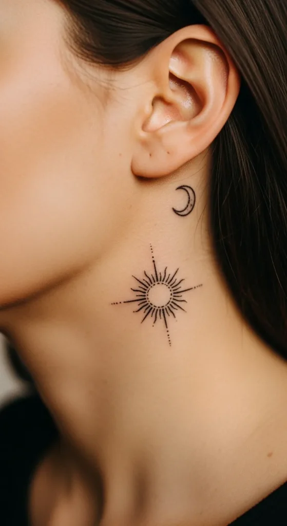 Tiny Neck Side Sun Symbol
