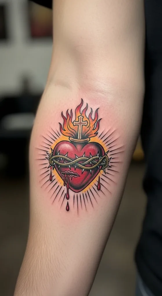 Tiny Sacred Heart on the Inner Arm