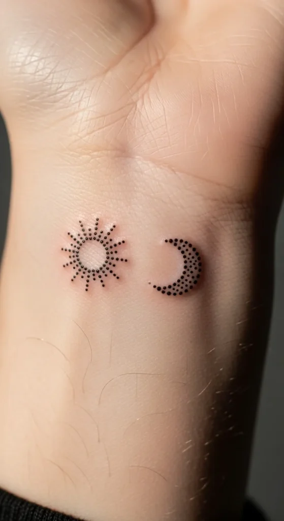 Tiny Wrist Sun Dot Moon Set