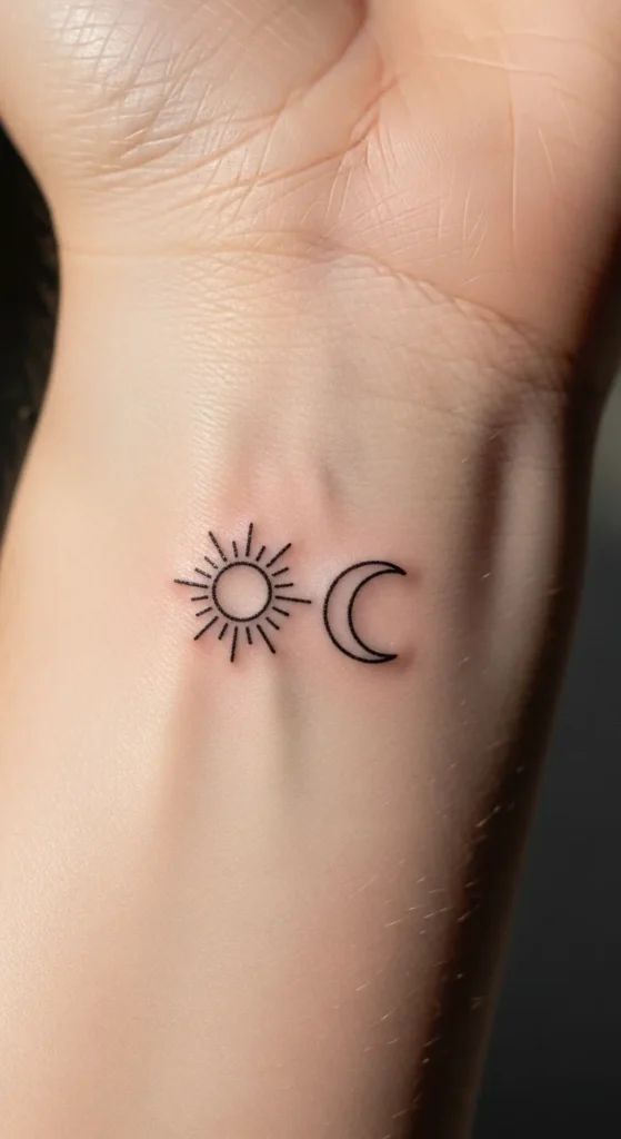 Tiny Wrist Sun and Moon Pair
