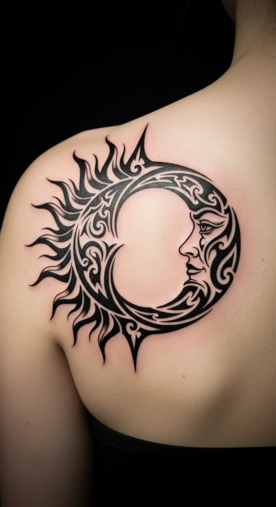 Tribal Style Sun and Moon