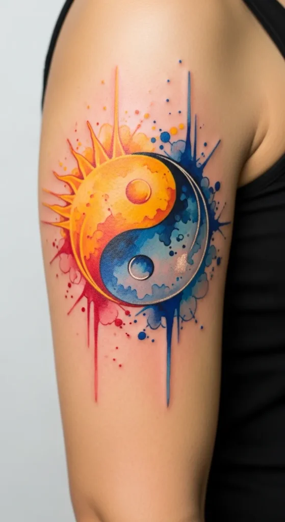 Watercolor Sun and Moon Fusion