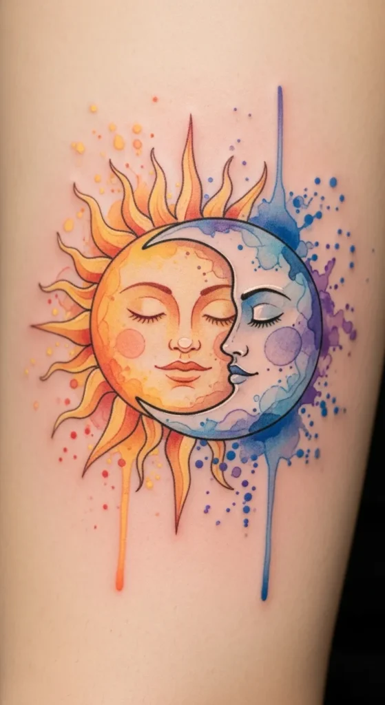 Watercolor Sun and Moon Splash