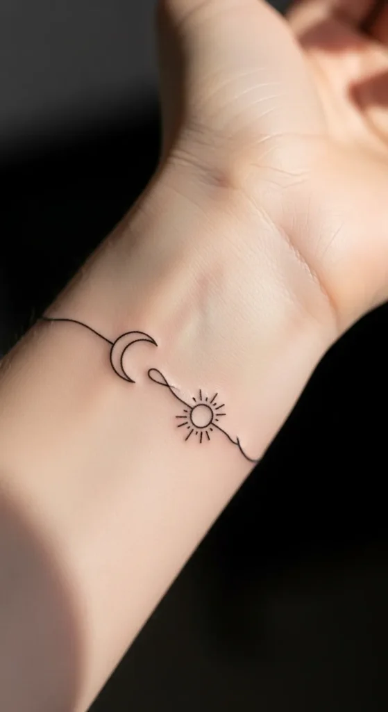 Wrist Wrap Sun Moon Flow Line