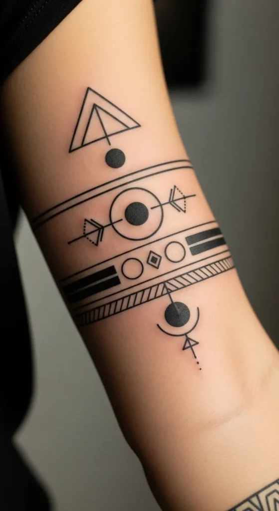 geometric armband tattoo