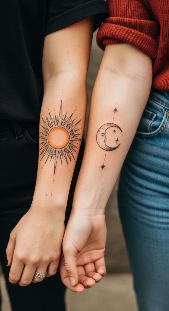 matching sun and moon tattoo