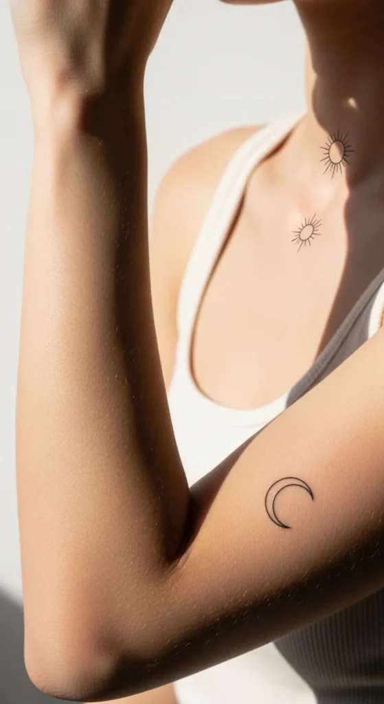 minimalist sun and moon tattoo