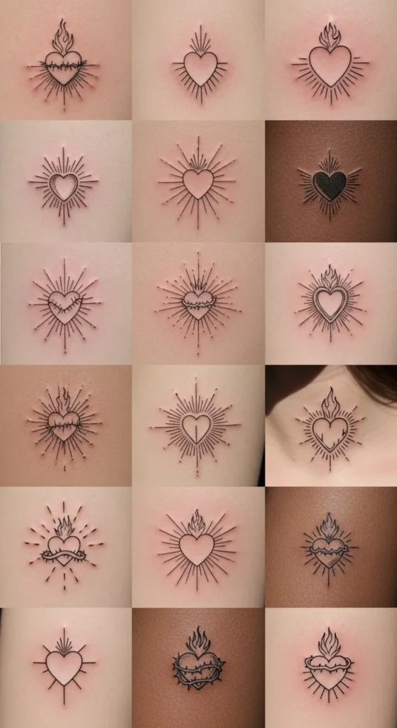 sacred heart minimalist tattoo