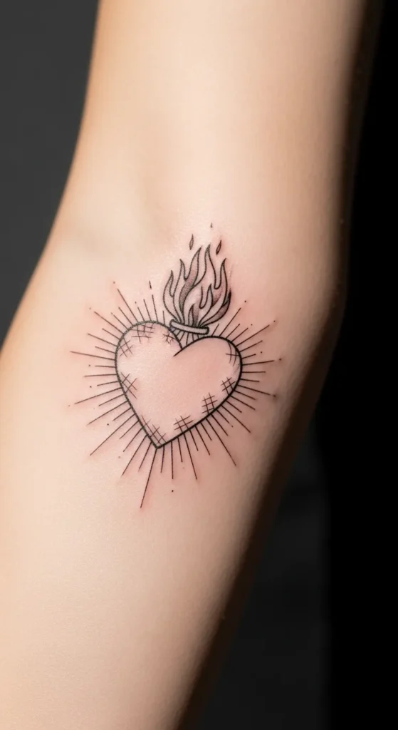 sacred heart outline tattoo