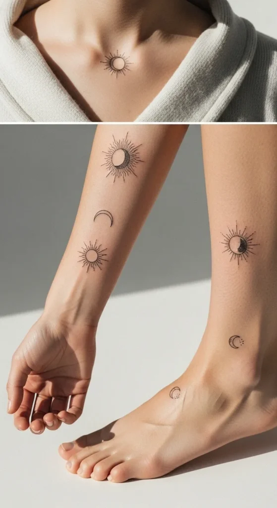 simple sun and moon tattoo