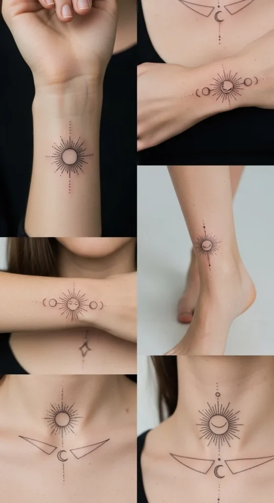small sun and moon tattoo