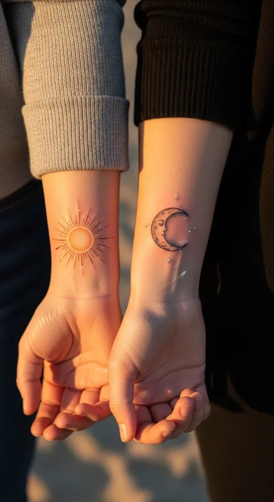 sun and moon couple tattoo