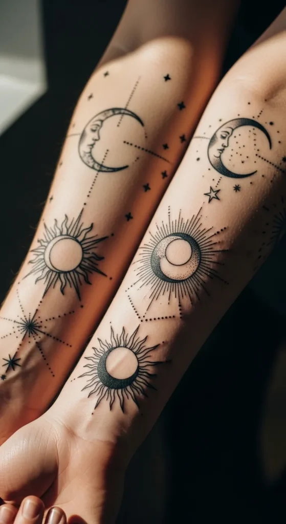 sun moon stars tattoo
