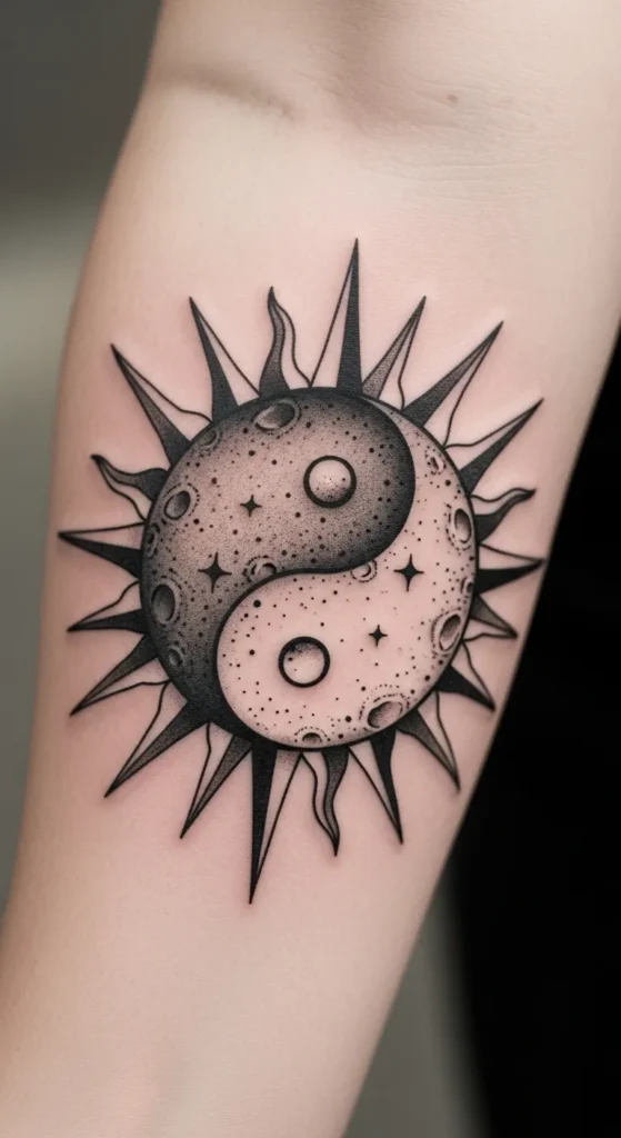 yin yang sun and moon tattoo