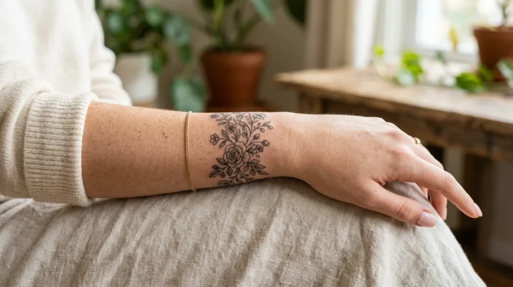 24 Gorgeous floral band tattoo designs for Soft and Feminine Tattoo Looks