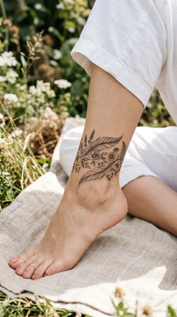 Floral Feather Hybrid Band
