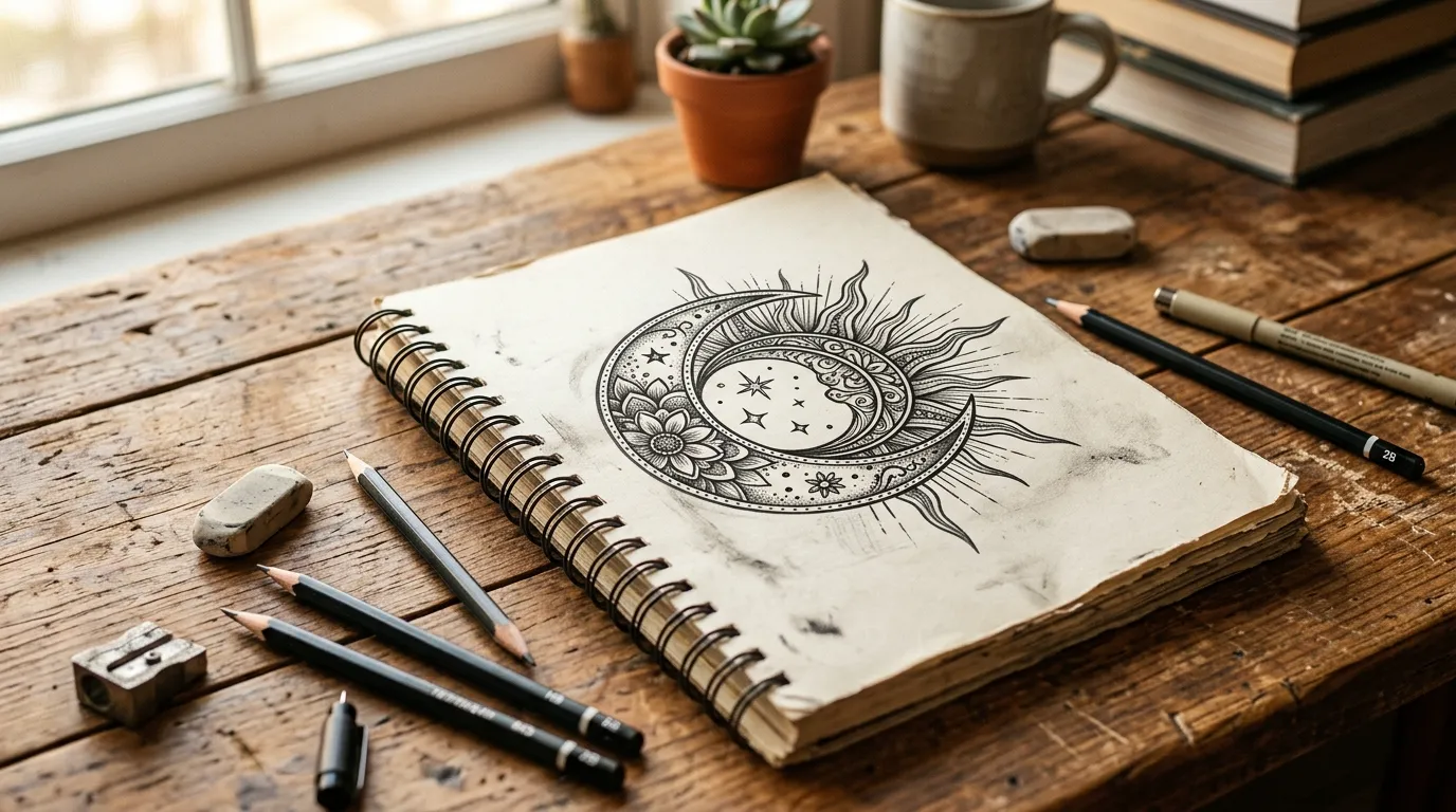 How to Draw a Sun and Moon Tattoo for a Beautiful and Balanced Design