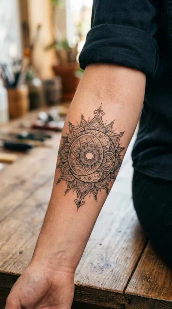 Ornamental Mandala Sun and Moon