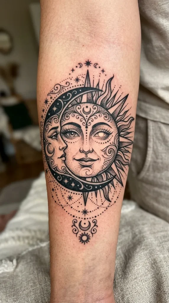 Sun and Moon Face Design