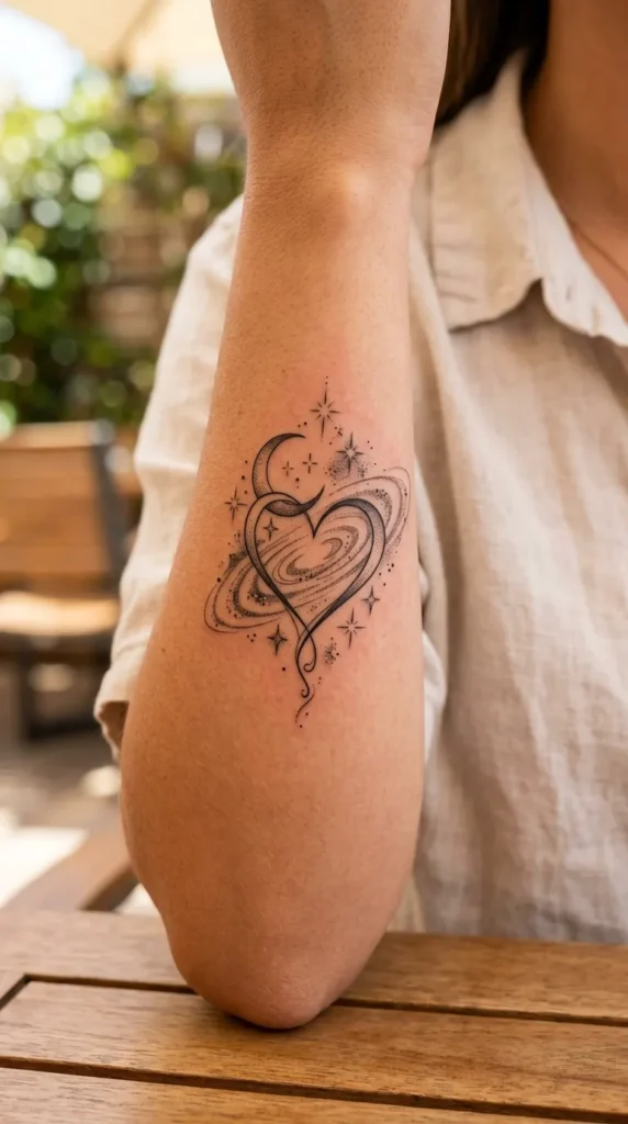 Sun and Moon Heart Tattoo