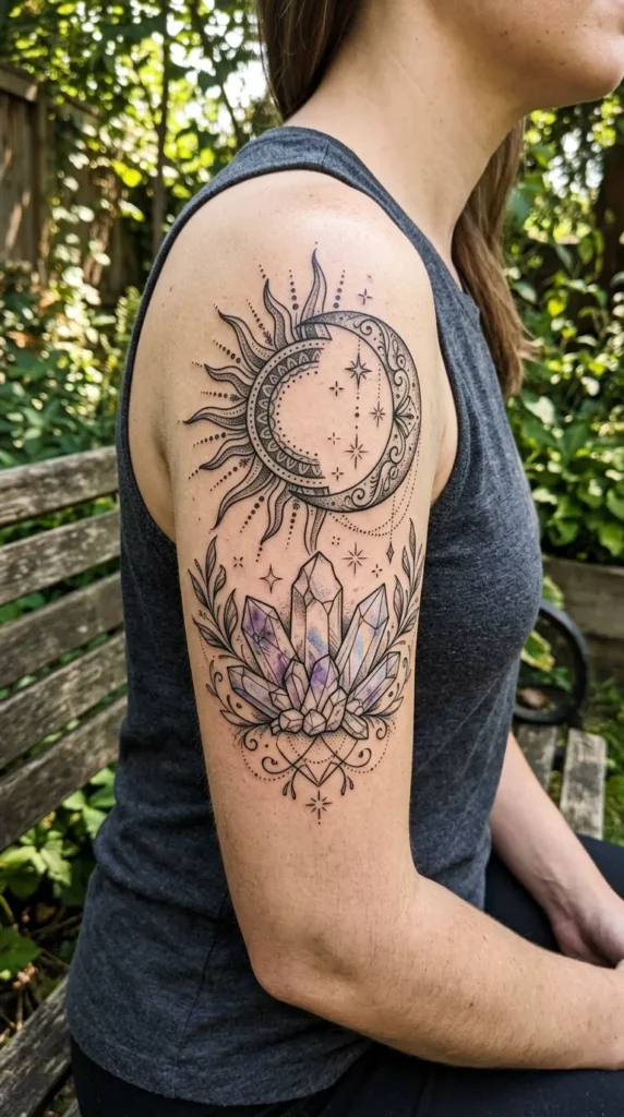 Sun and Moon with Crystals