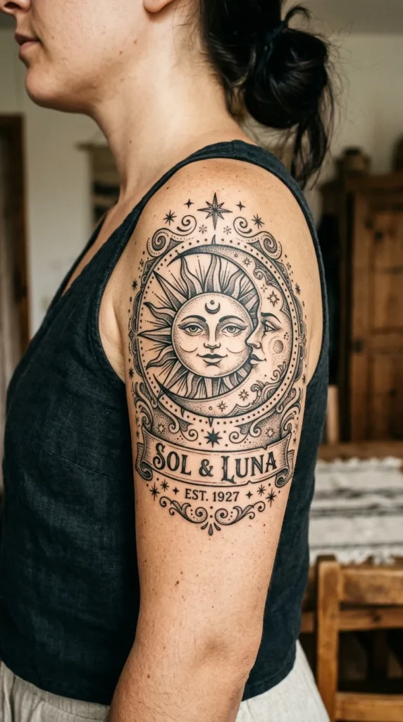 Vintage Celestial Tattoo