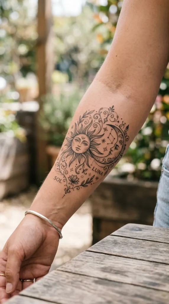 how to customize a sun and moon tattoo