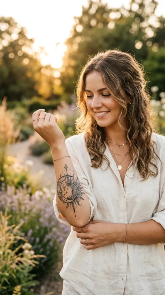 sun and moon tattoo women